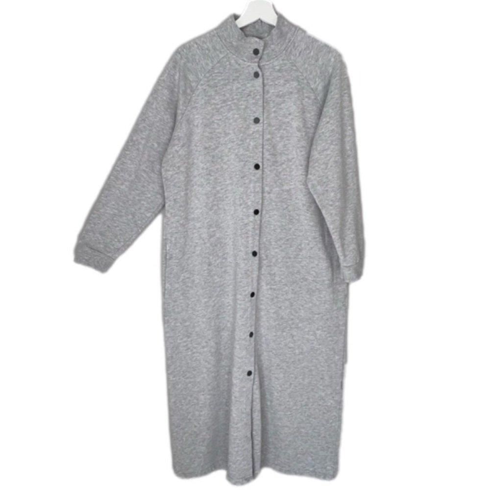 COLDWATER CREEK Snap-Front Sweatshirt Lounger, Heather Grey, Women's Size M